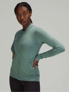 Lululemon Seamless Training Jacket Tidewater Teal Full-Zip Active Perforated 4